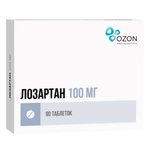 Лозартан таблетки покрытые плёночной оболочкой 100мг №90