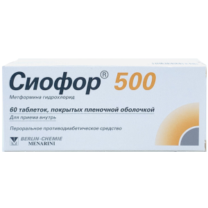 Сиофор 500 таблетки покрытые пленочной оболочкой 500мг №60