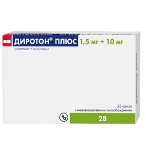 Диротон Плюс капсулы с модифицированным высвобождением 1,5мг+10мг №28
