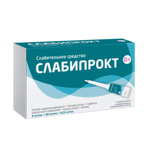 Слабипрокт раствор ректальный 9мг/мл+90мг/мл+625мг/мл микроклизма 5мл №4