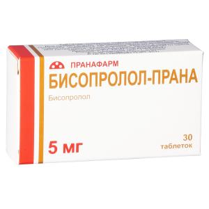 Бисопролол-Прана таблетки покрытые плёночной оболочкой 5мг №30