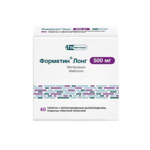 Форметин Лонг таблетки с пролонгированным высвобождением покрытые плёночной оболочкой 500мг №60