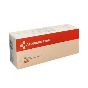 Аторвастатин таблетки покрытые плёночной оболочкой 40мг №30