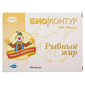 Биоконтур рыбный жир капсулы массой 330мг №100