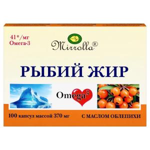 Рыбий жир Мирролла с маслом облепихи капсулы массой 370мг №100