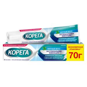 Корега Мятный вкус Экстра сильная фиксация крем для фиксации зубных протезов туба 70г