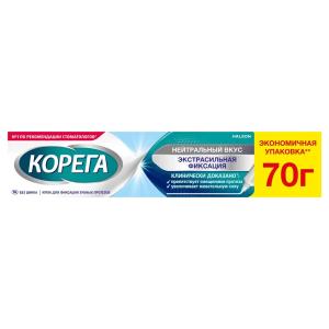 Корега Нейтральный вкус Экстра сильная фиксация крем для фиксации зубных протезов туба 70г