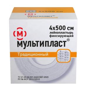 Мультипласт Традиционный лейкопластырь фиксирующий нестерильный 4х500см