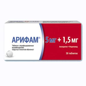 Арифам таблетки с модифицированным высвобождением покрытые плёночной оболочкой 5мг+1,5мг №30