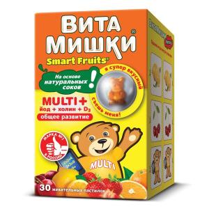 ВитаМишки Smart Fruits Multi+ йод+холин пастилки жевательные массой 2,4г №30