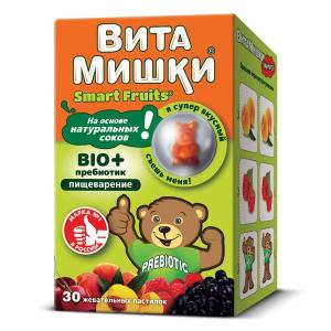 ВитаМишки Smart Fruits Bio+ пребиотик пастилки жевательные массой 2500мг №30