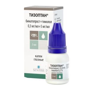 Тизоптан капли глазные 0,3мг/мл+5мг/мл флакон 3мл 