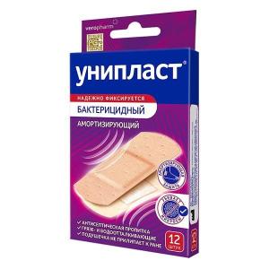 Унипласт лейкопластырь бактерицидный амортизирующий №12