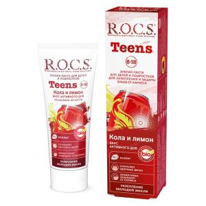 Рокс Teens 8-18 зубная паста для детей и подростков Кола и лимон туба 74г