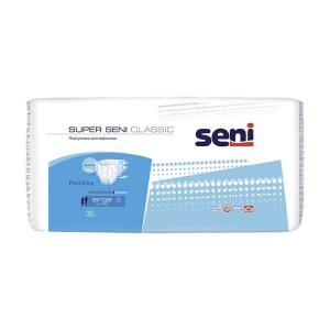 Сени super classic large подгузники для взрослых обхват талии и бедер 100-150см №30
