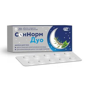 СонНорм Дуо таблетки покрытые пленочной оболочкой 3мг+1,16мг+28мг №20
