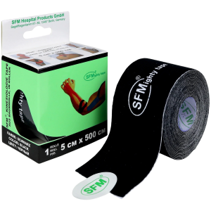  Лента кинезиологическая SFM-plaster на хлопковой основе черная рулон 5х500см