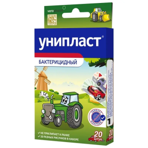 Унипласт Машины лейкопластырь бактерицидный на основе пленки набор №20