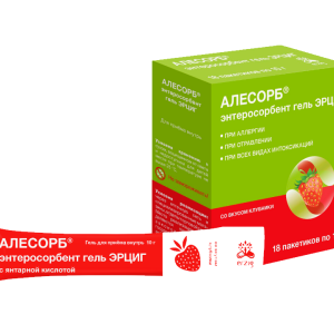 Алесорб энтеросорбент гель Эрциг гель для приема внутрь со вкусом клубники пакетики 10г №18