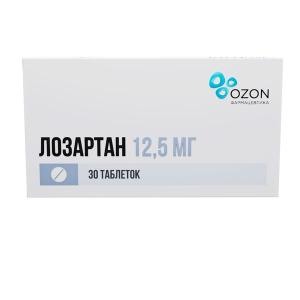 Лозартан таблетки покрытые пленочной оболочкой 12,5мг №30