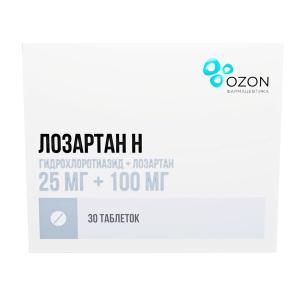 Лозартан Н таблетки покрытые пленочной оболочкой 25мг+100мг №30