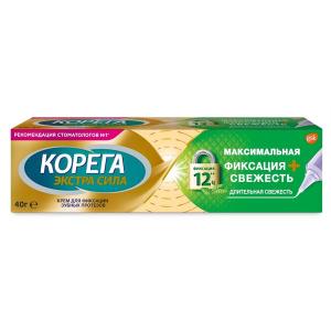 Корега Экстра сила Максимальная фиксация+свежесть крем для фиксации зубных протезов туба 40г