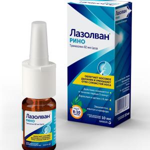 Лазолван Рино спрей назальный дозированный 82мкг/доза флакон 10мл 